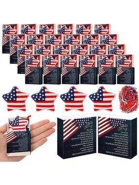 Patriotic Gift Set - 24 American Flag Star Decor Boxes for Holidays